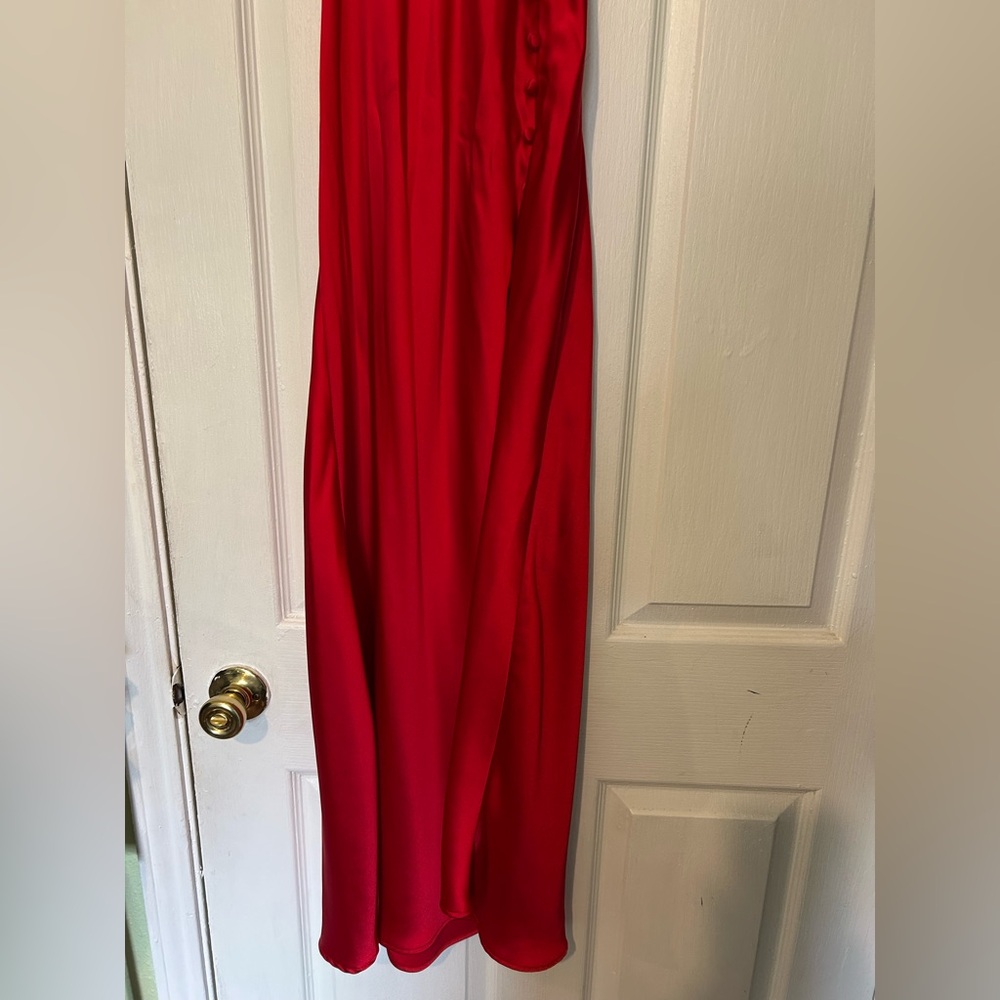Zara red long silky midi dress - Picture 5 of 12